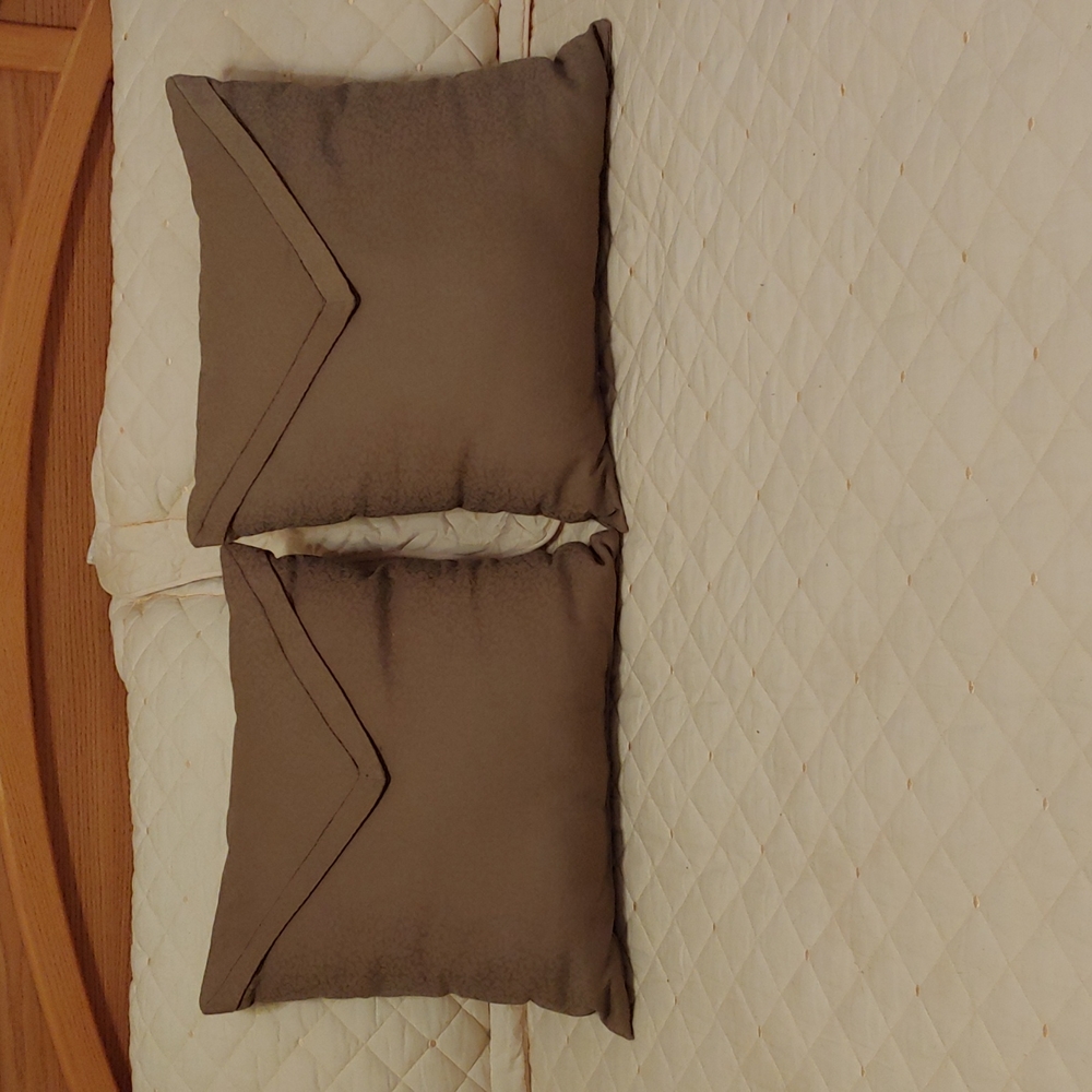 2 brocade throw pillows envelope style taupe. No bundling.